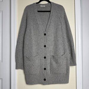 Lafayette 148 Gray Wool/Chashmere Blend Long Cardigan Sweater In Gray Sz L *Note